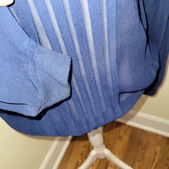Anthropologie “ONE FINE DAY” Sheer Blue Blouse Round Neck Long Sleeve Size XS - Picture 10 of 14